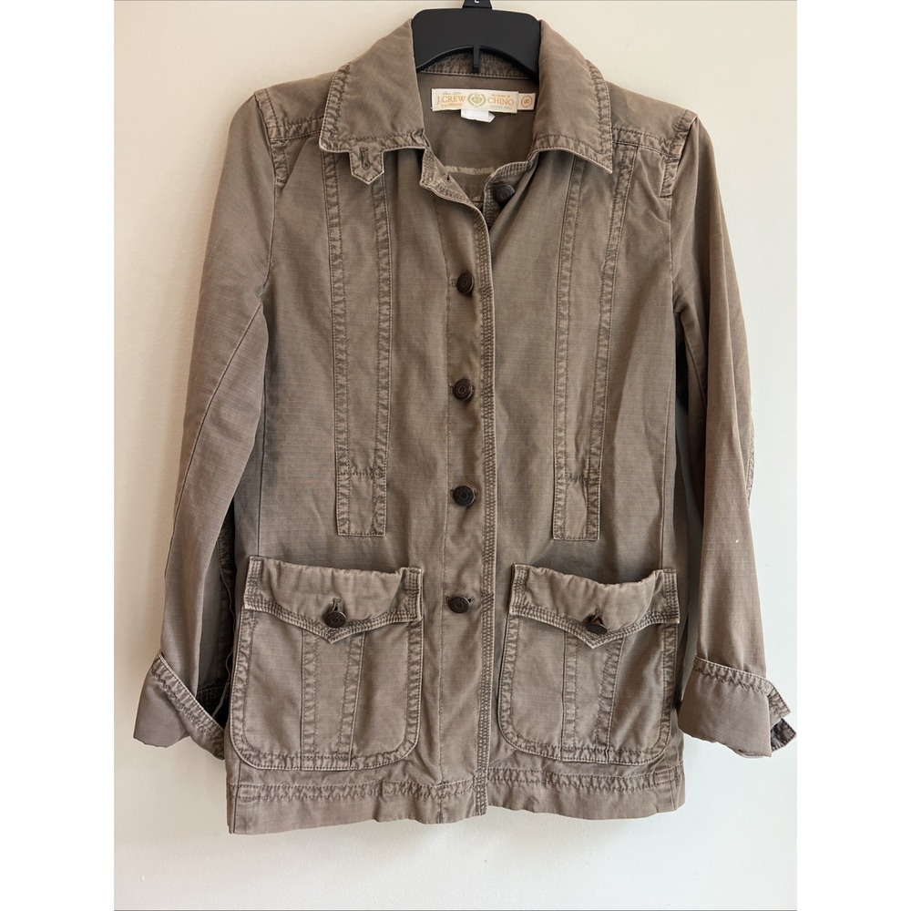 J. CREW Military Jacket Women Size S Utility Field French Army Weathered Chino